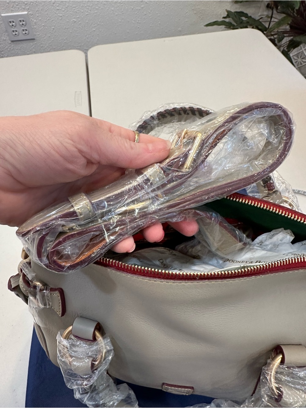 Dooney & Bourke Florentine Leather Satchel in Light Taupe - Picture 6 of 6